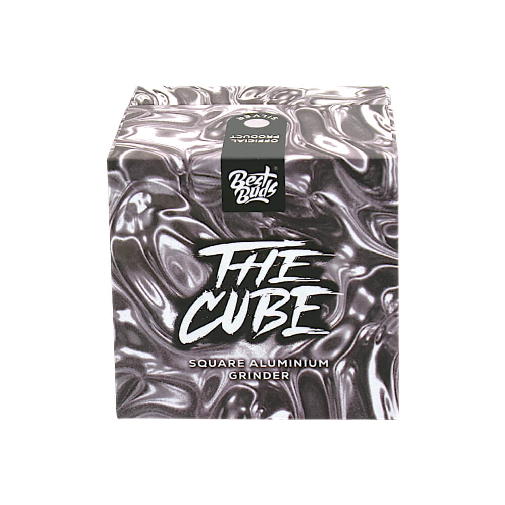 Best Buds The Cube Aluminium Grinder Silber Box