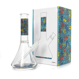 Blauer Glas-Bong-Kasten von Keith Haring