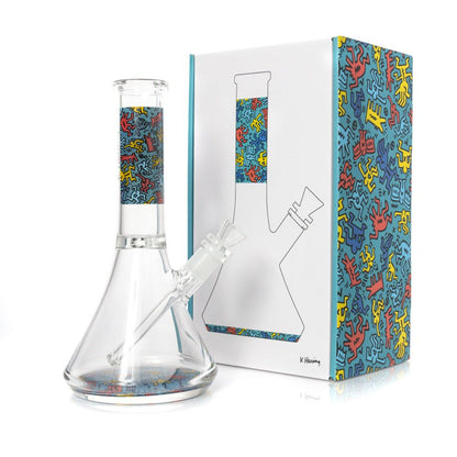 Blauer Glas-Bong-Kasten von Keith Haring