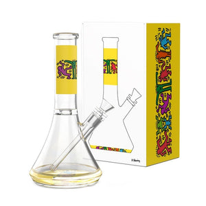 Yellow Keith Haring Glass Beaker Water Pipe Bong Ireland